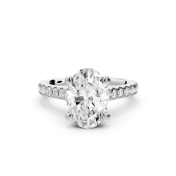 Odette - 2ct 18k white gold oval Diamond Engagement Ring with Pavé Band & Hidden Halo - Mr. Alex Jewelry
