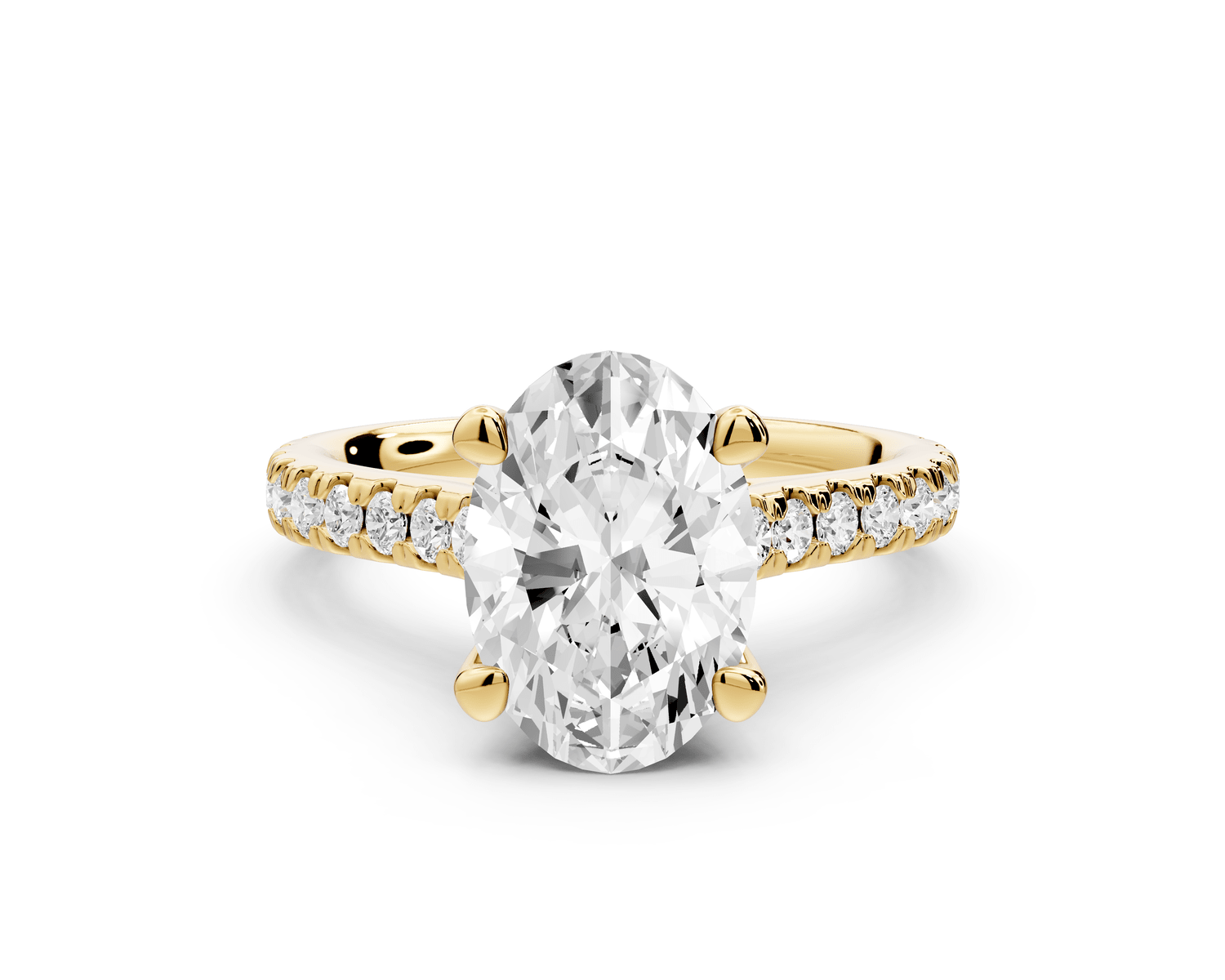 Odette - 2ct 18k yellow gold oval Diamond Engagement Ring with Pavé Band & Hidden Halo - Mr. Alex Jewelry