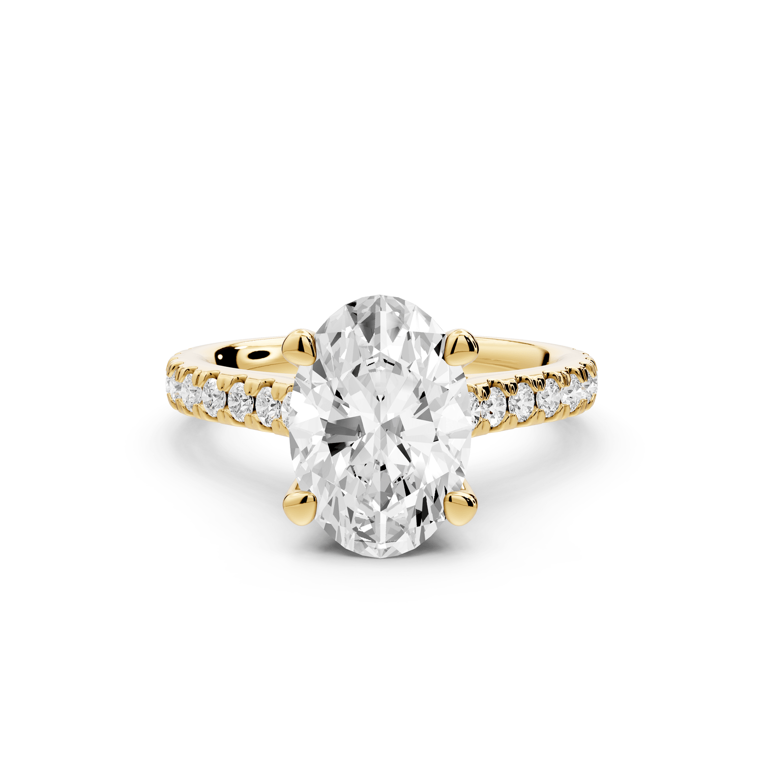 Odette - 2ct 18k yellow gold oval Diamond Engagement Ring with Pavé Band & Hidden Halo - Mr. Alex Jewelry