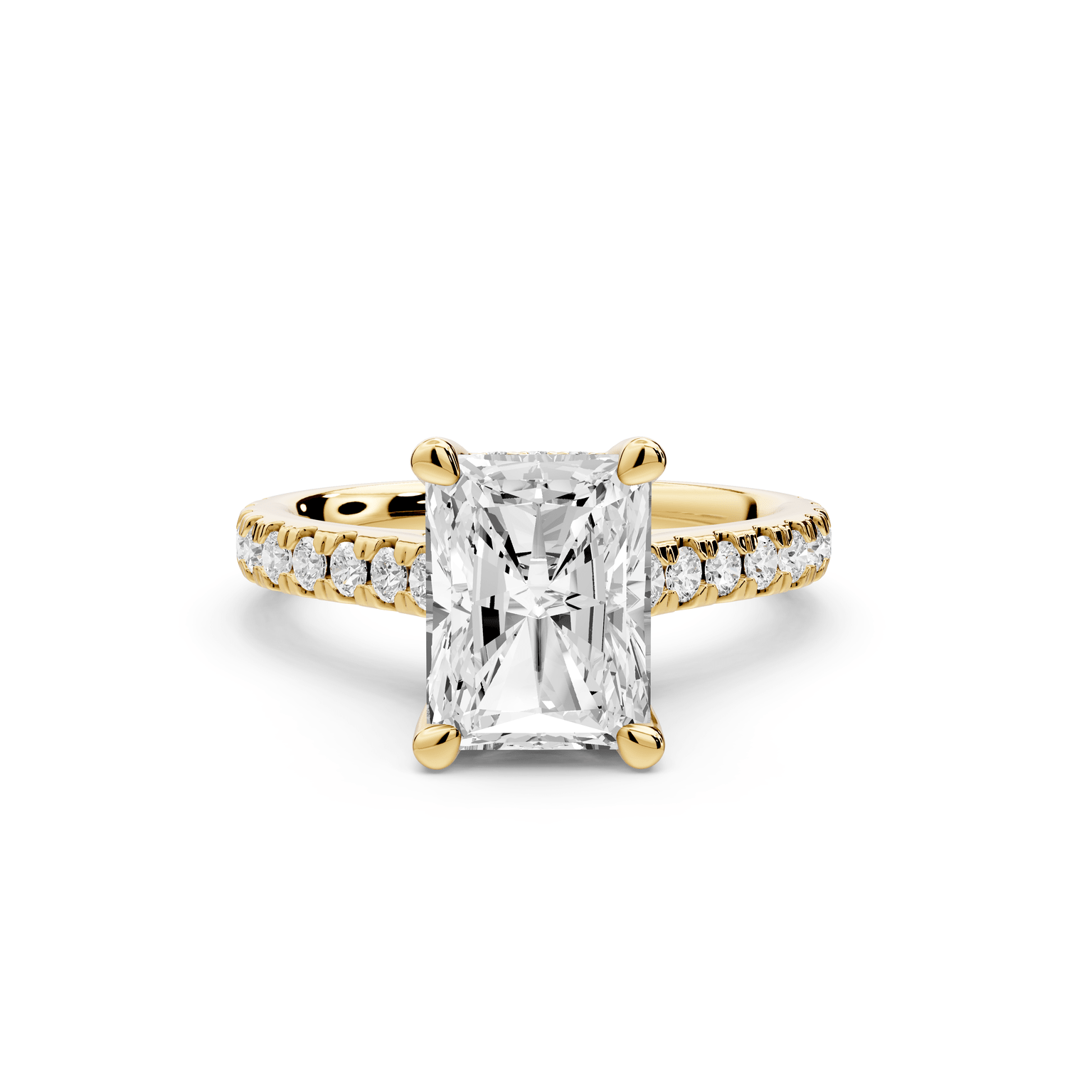 Odette - 2ct 18k yellow gold radiant Diamond Engagement Ring with Pavé Band & Hidden Halo - Mr. Alex Jewelry