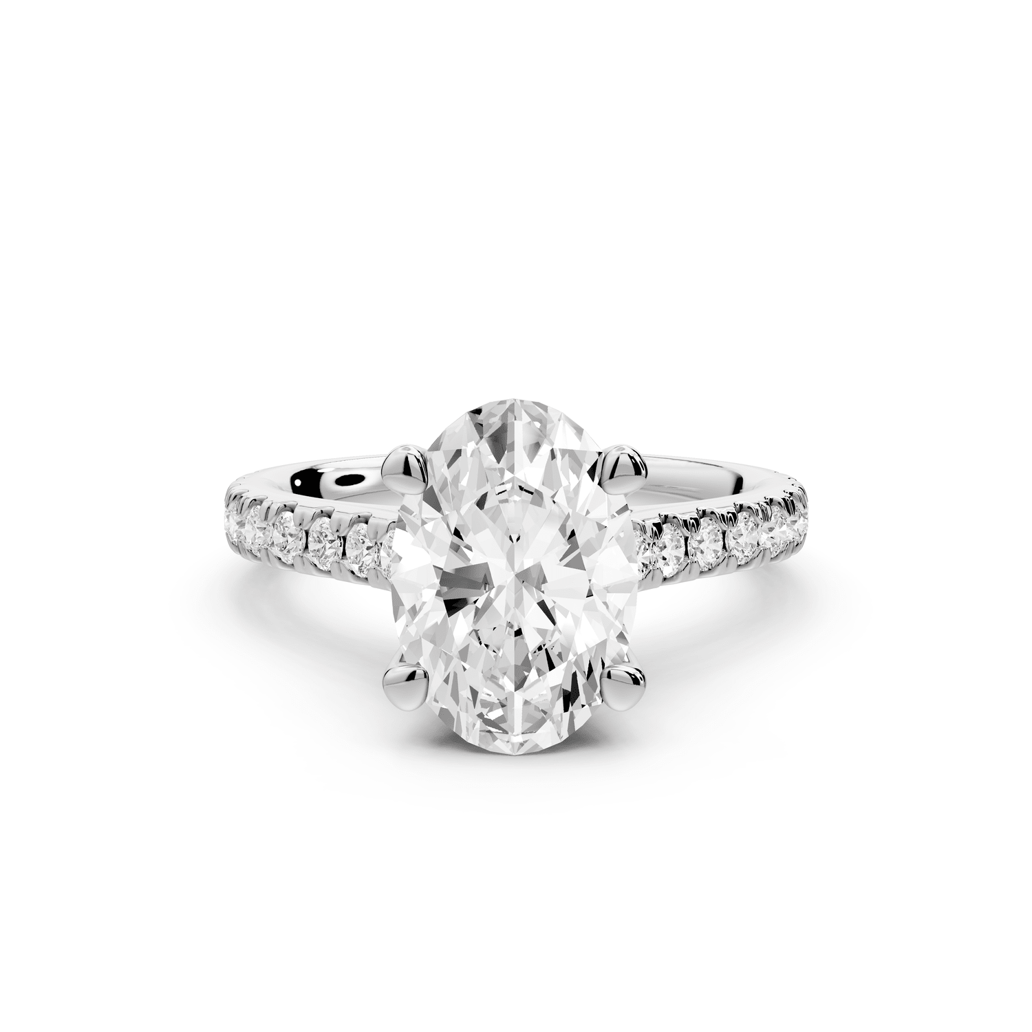 Odette - 2ct platinum oval Diamond Engagement Ring with Pavé Band & Hidden Halo - Mr. Alex Jewelry