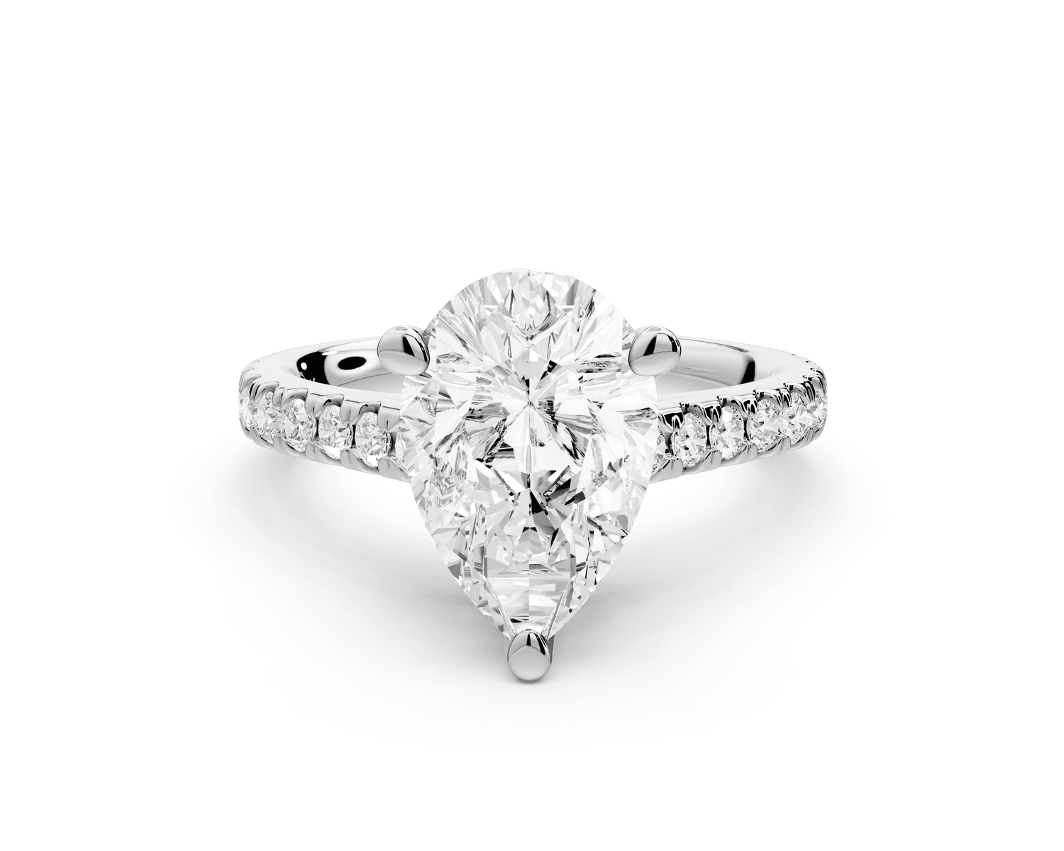 Odette - 2ct platinum pear Diamond Engagement Ring with Pavé Band & Hidden Halo - Mr. Alex Jewelry