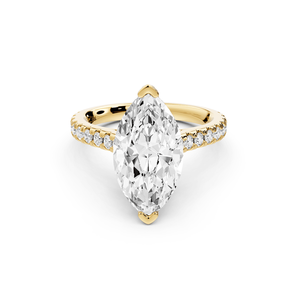 Odette - 3ct 14k yellow gold marquise Diamond Engagement Ring with Pavé Band & Hidden Halo - Mr. Alex Jewelry