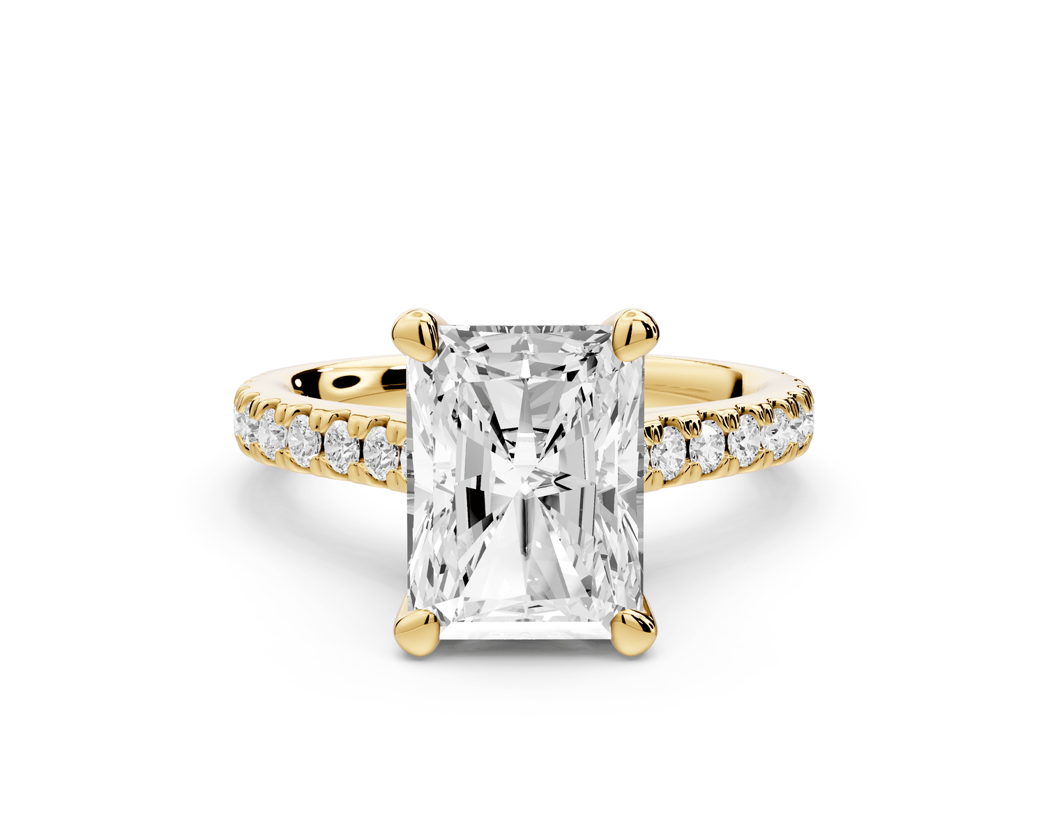 Odette - 3ct 14k yellow gold radiant Diamond Engagement Ring with Pavé Band & Hidden Halo - Mr. Alex Jewelry