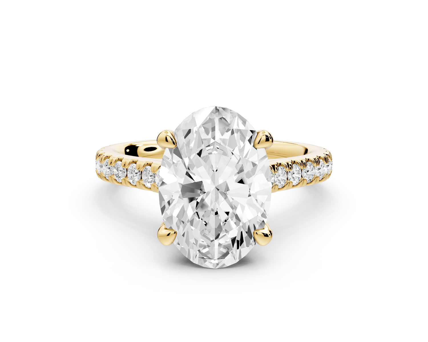 Odette - 3ct 18k yellow gold oval Diamond Engagement Ring with Pavé Band & Hidden Halo - Mr. Alex Jewelry
