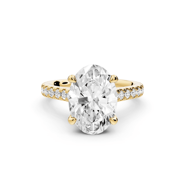 Odette - 3ct 18k yellow gold oval Diamond Engagement Ring with Pavé Band & Hidden Halo - Mr. Alex Jewelry