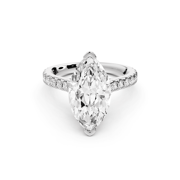 Odette - 3ct platinum marquise Diamond Engagement Ring with Pavé Band & Hidden Halo - Mr. Alex Jewelry