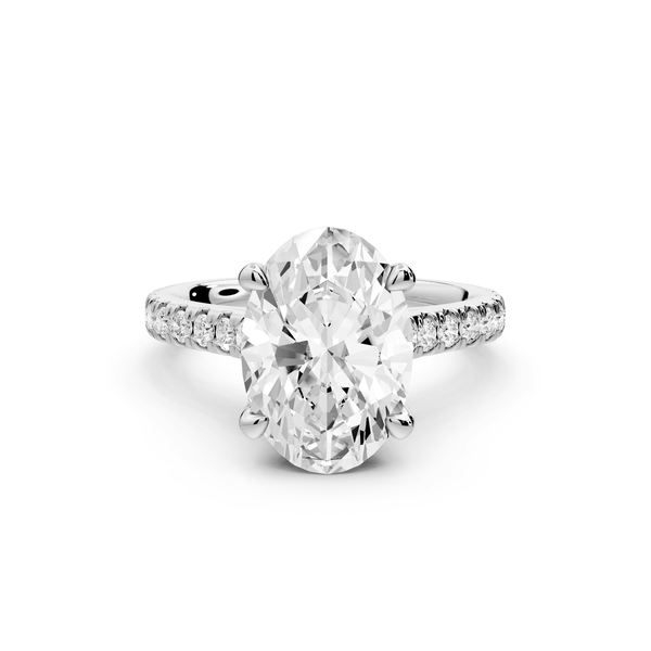 Odette - 3ct platinum oval Diamond Engagement Ring with Pavé Band & Hidden Halo - Mr. Alex Jewelry
