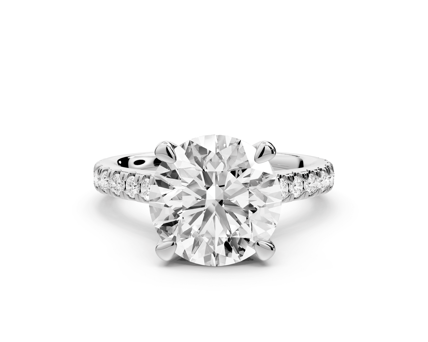 Odette - 3ct platinum round Diamond Engagement Ring with Pavé Band & Hidden Halo - Mr. Alex Jewelry