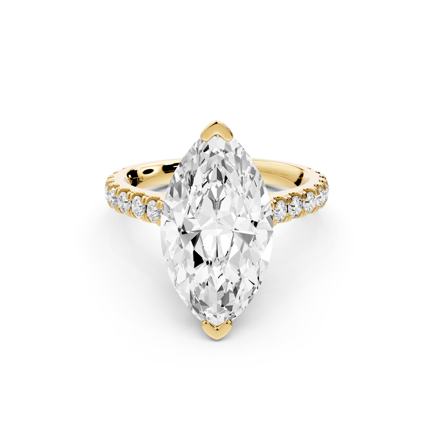 Odette - 4ct 14k yellow gold marquise Diamond Engagement Ring with Pavé Band & Hidden Halo - Mr. Alex Jewelry