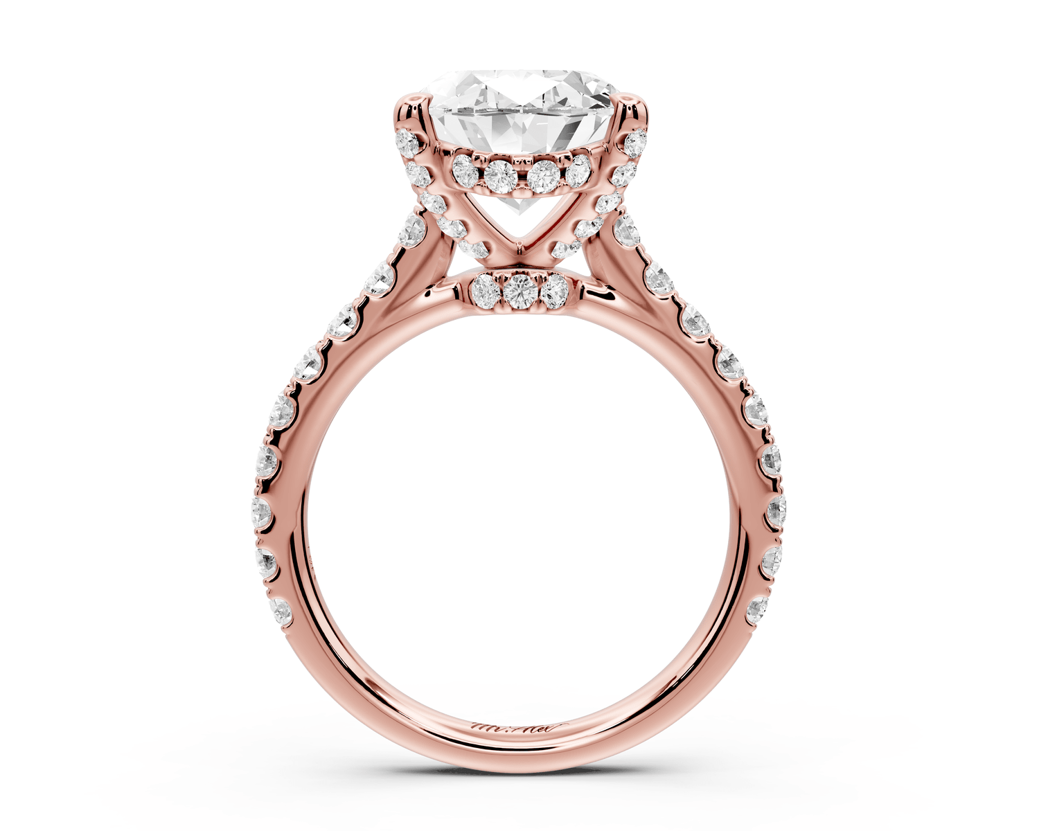 Odette - 4ct 18k rose gold oval Diamond Engagement Ring with Pavé Band & Hidden Halo - Mr. Alex Jewelry