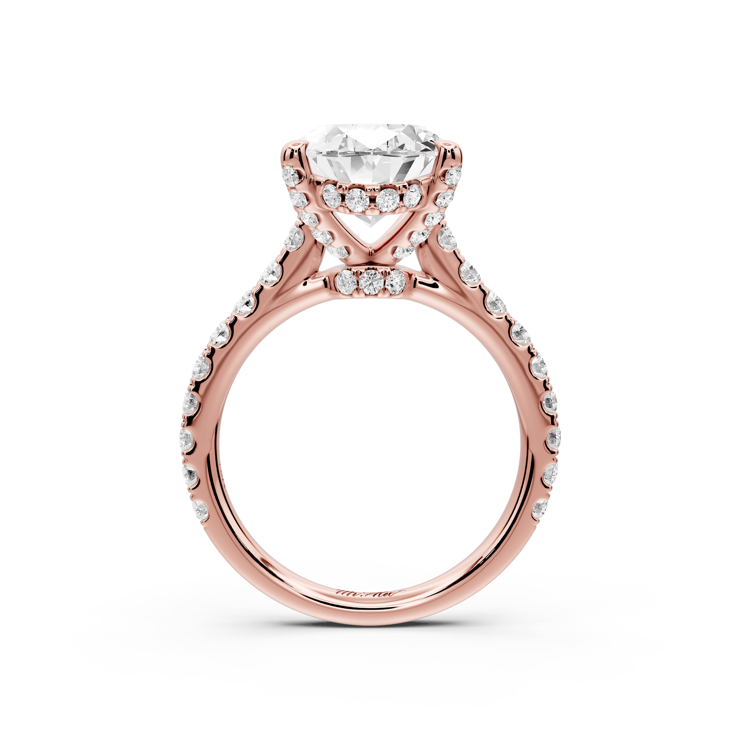 Odette - 4ct 18k rose gold oval Diamond Engagement Ring with Pavé Band & Hidden Halo - Mr. Alex Jewelry