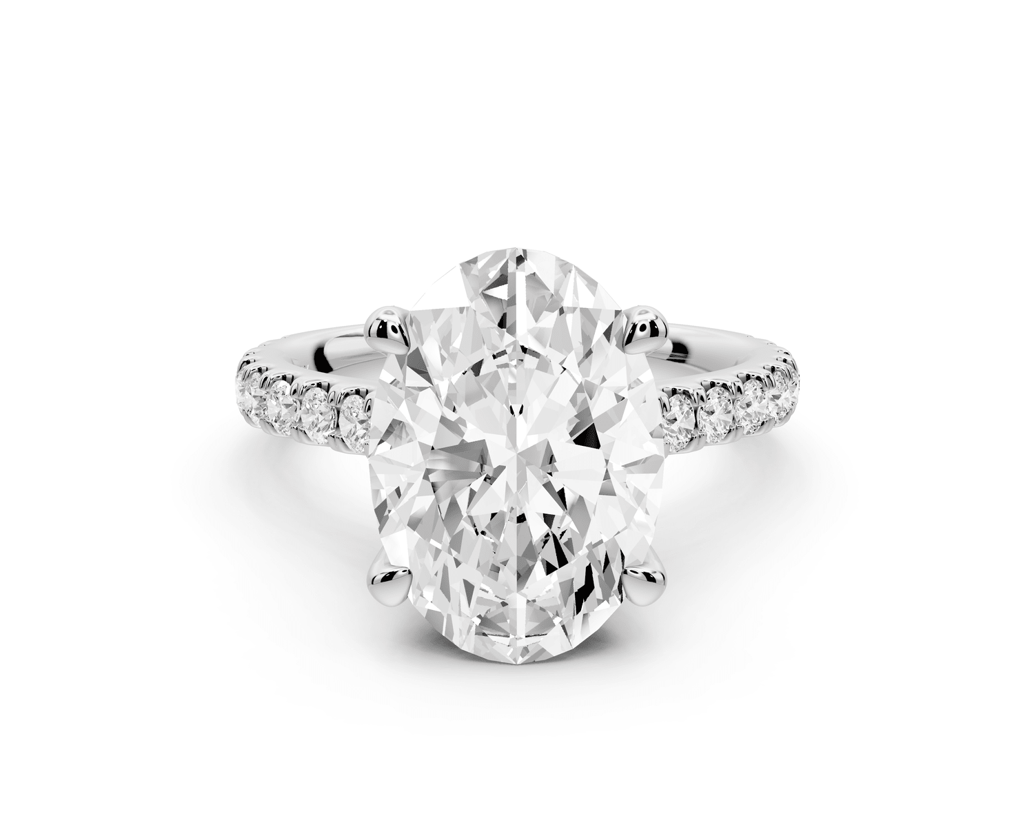 Odette - 4ct 18k white gold oval Diamond Engagement Ring with Pavé Band & Hidden Halo - Mr. Alex Jewelry