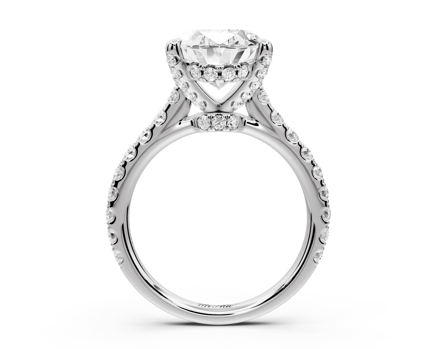 Odette - 4ct 18k white gold oval Diamond Engagement Ring with Pavé Band & Hidden Halo - Mr. Alex Jewelry