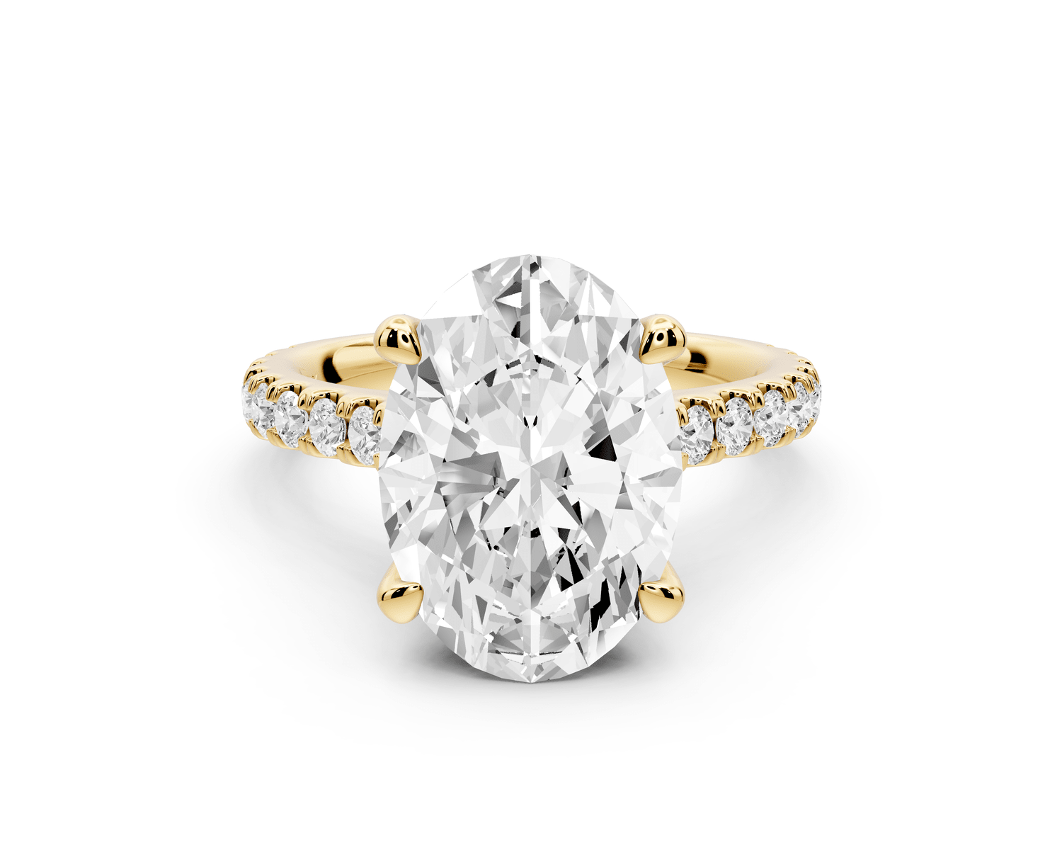 Odette - 4ct 18k yellow gold oval Diamond Engagement Ring with Pavé Band & Hidden Halo - Mr. Alex Jewelry
