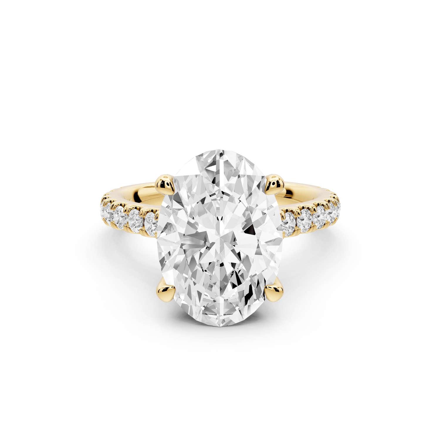 Odette - 4ct 18k yellow gold oval Diamond Engagement Ring with Pavé Band & Hidden Halo - Mr. Alex Jewelry