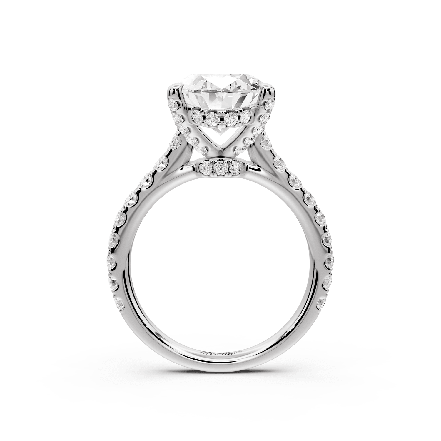 Odette - 4ct platinum oval Diamond Engagement Ring with Pavé Band & Hidden Halo - Mr. Alex Jewelry