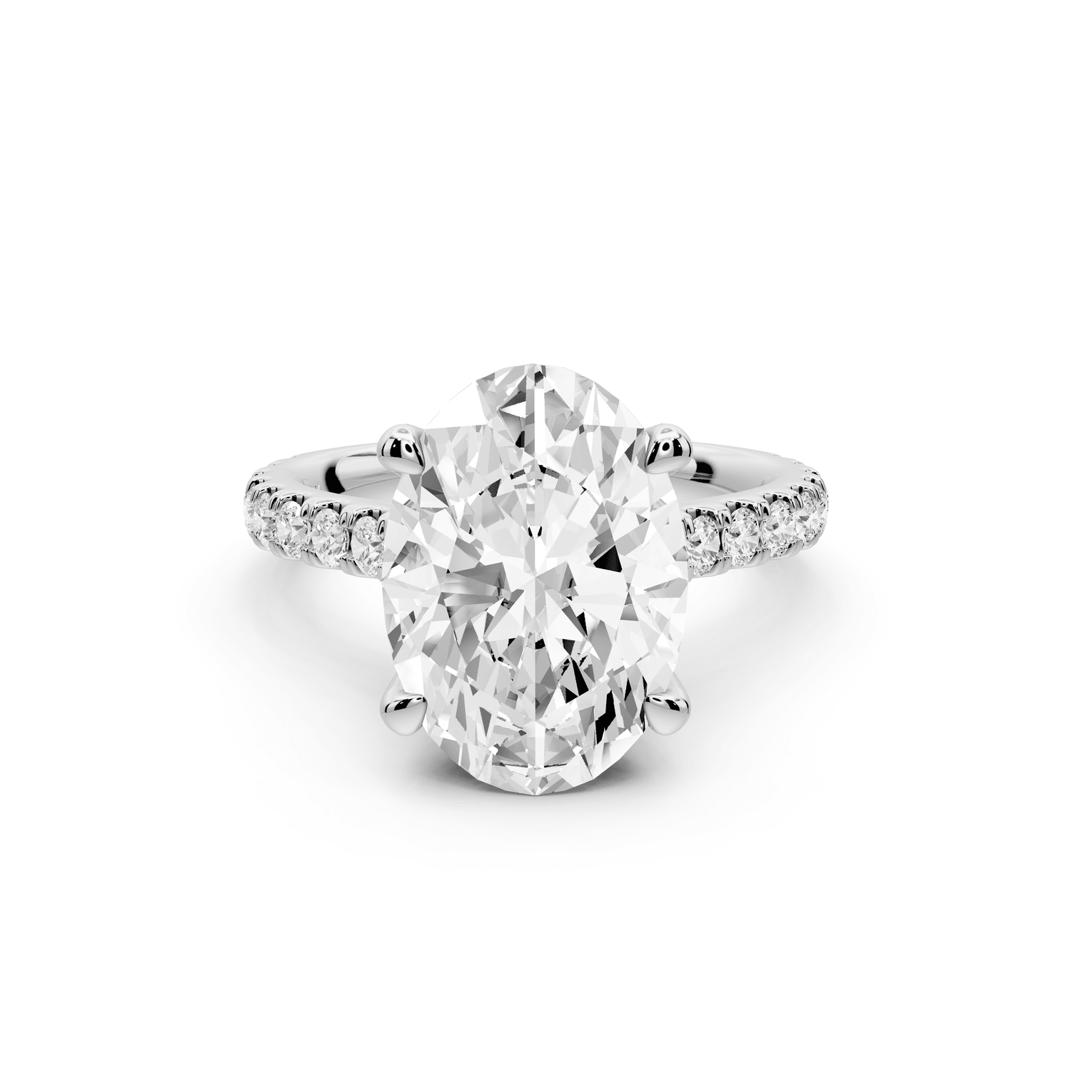 Odette - 4ct platinum oval Diamond Engagement Ring with Pavé Band & Hidden Halo - Mr. Alex Jewelry