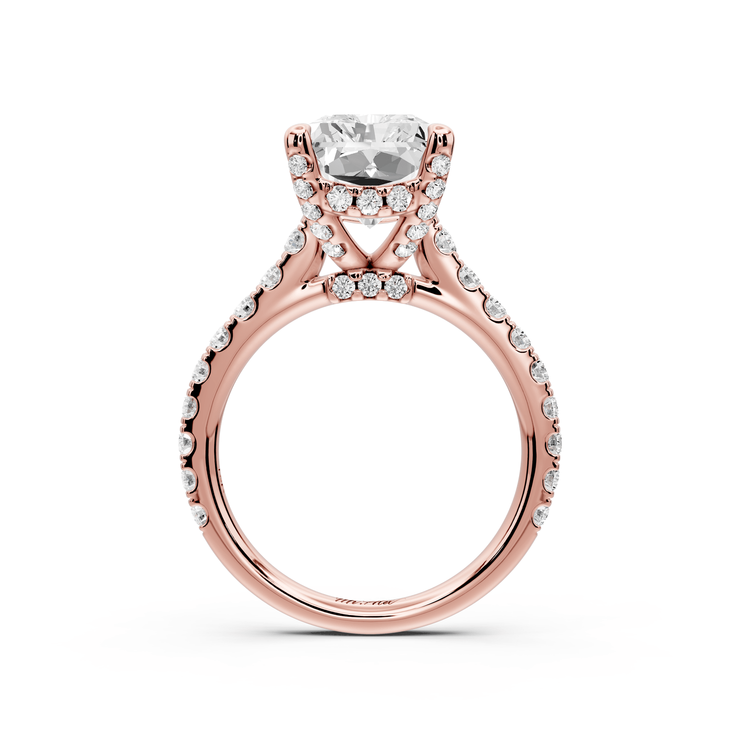 Odette - 5ct 14k rose gold radiant Diamond Engagement Ring with Pavé Band & Hidden Halo - Mr. Alex Jewelry