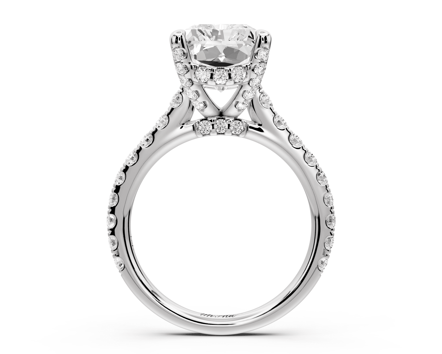 Odette - 5ct 14k white gold radiant Diamond Engagement Ring with Pavé Band & Hidden Halo - Mr. Alex Jewelry