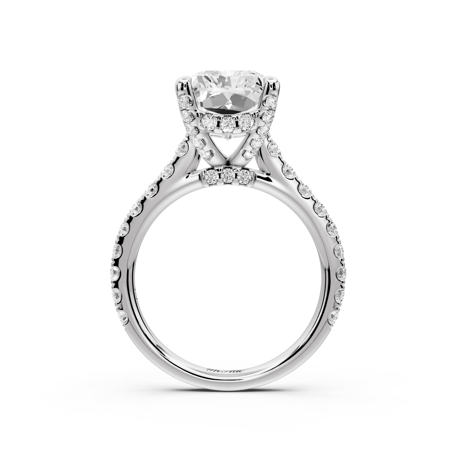 Odette - 5ct 14k white gold radiant Diamond Engagement Ring with Pavé Band & Hidden Halo - Mr. Alex Jewelry