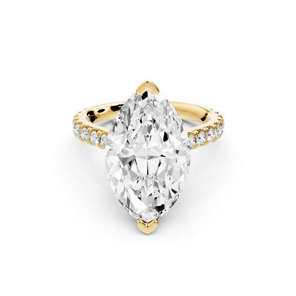 Odette - 5ct 14k yellow gold marquise Diamond Engagement Ring with Pavé Band & Hidden Halo - Mr. Alex Jewelry