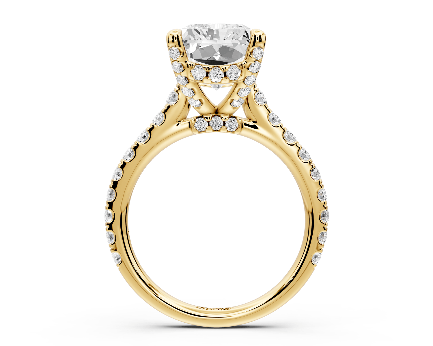 Odette - 5ct 14k yellow gold radiant Diamond Engagement Ring with Pavé Band & Hidden Halo - Mr. Alex Jewelry