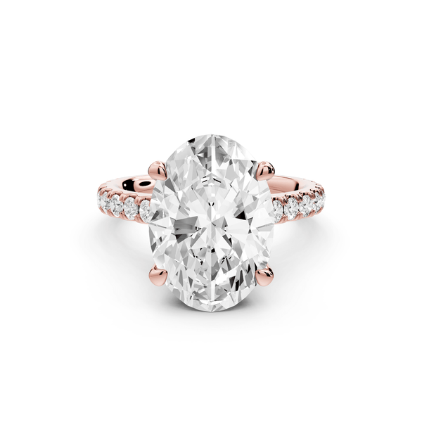 Odette - 5ct 18k rose gold oval Diamond Engagement Ring with Pavé Band & Hidden Halo - Mr. Alex Jewelry