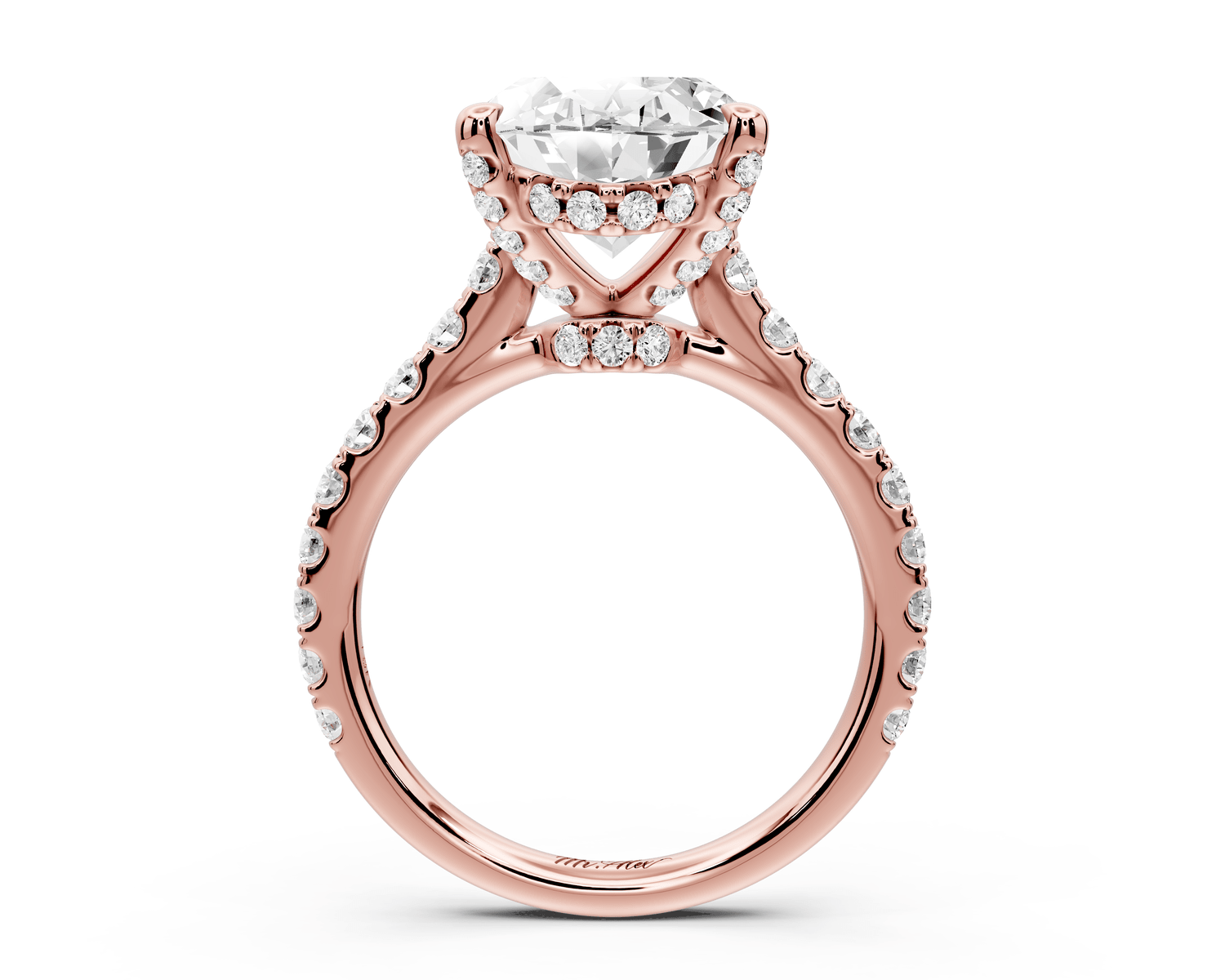 Odette - 5ct 18k rose gold oval Diamond Engagement Ring with Pavé Band & Hidden Halo - Mr. Alex Jewelry