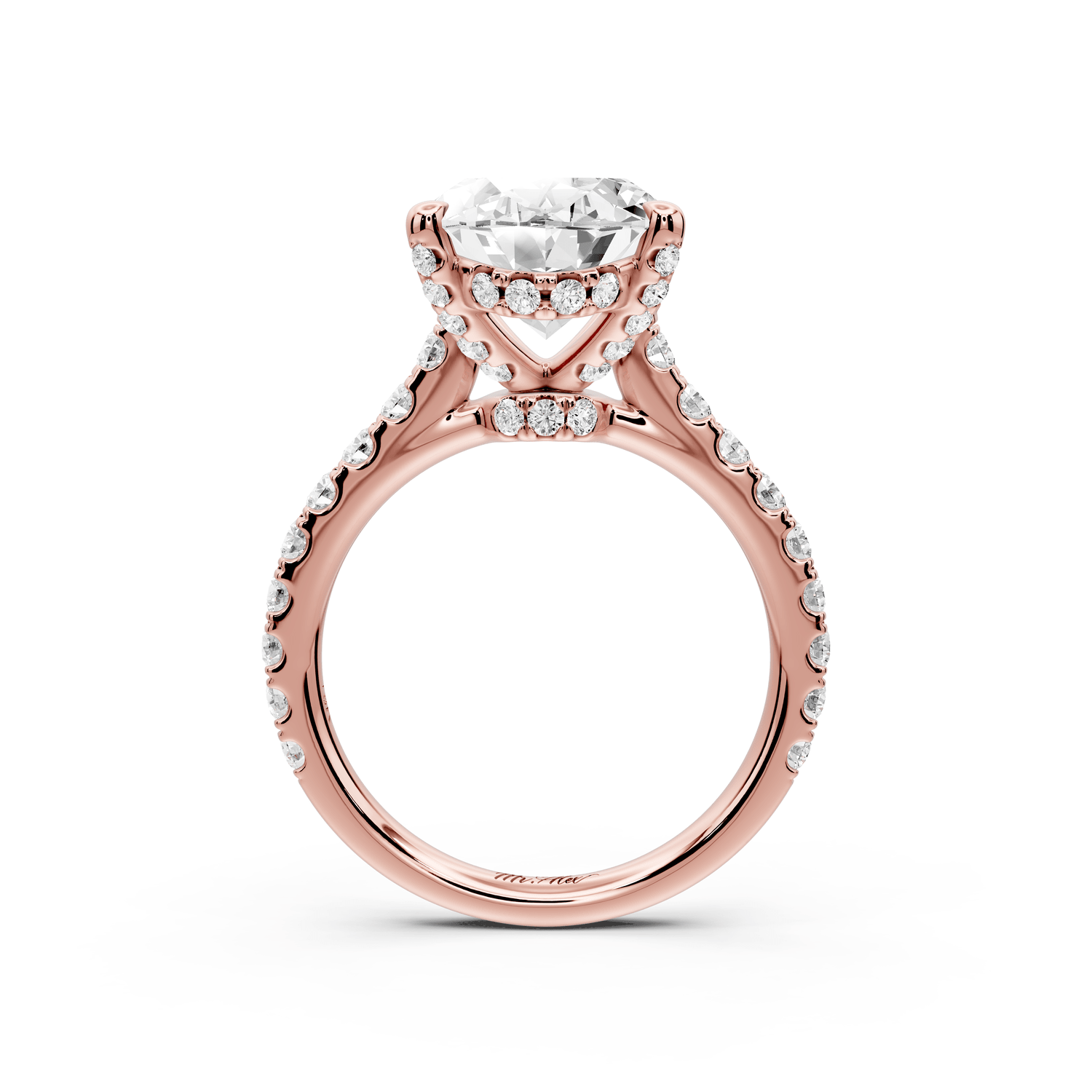 Odette - 5ct 18k rose gold oval Diamond Engagement Ring with Pavé Band & Hidden Halo - Mr. Alex Jewelry