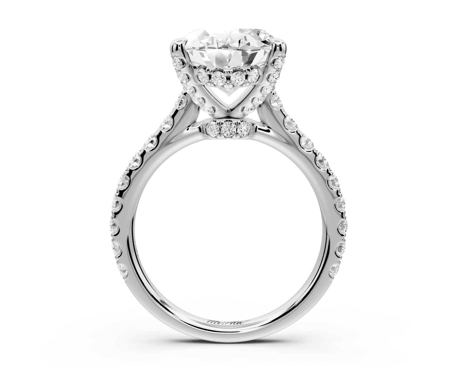 Odette - 5ct 18k white gold oval Diamond Engagement Ring with Pavé Band & Hidden Halo - Mr. Alex Jewelry