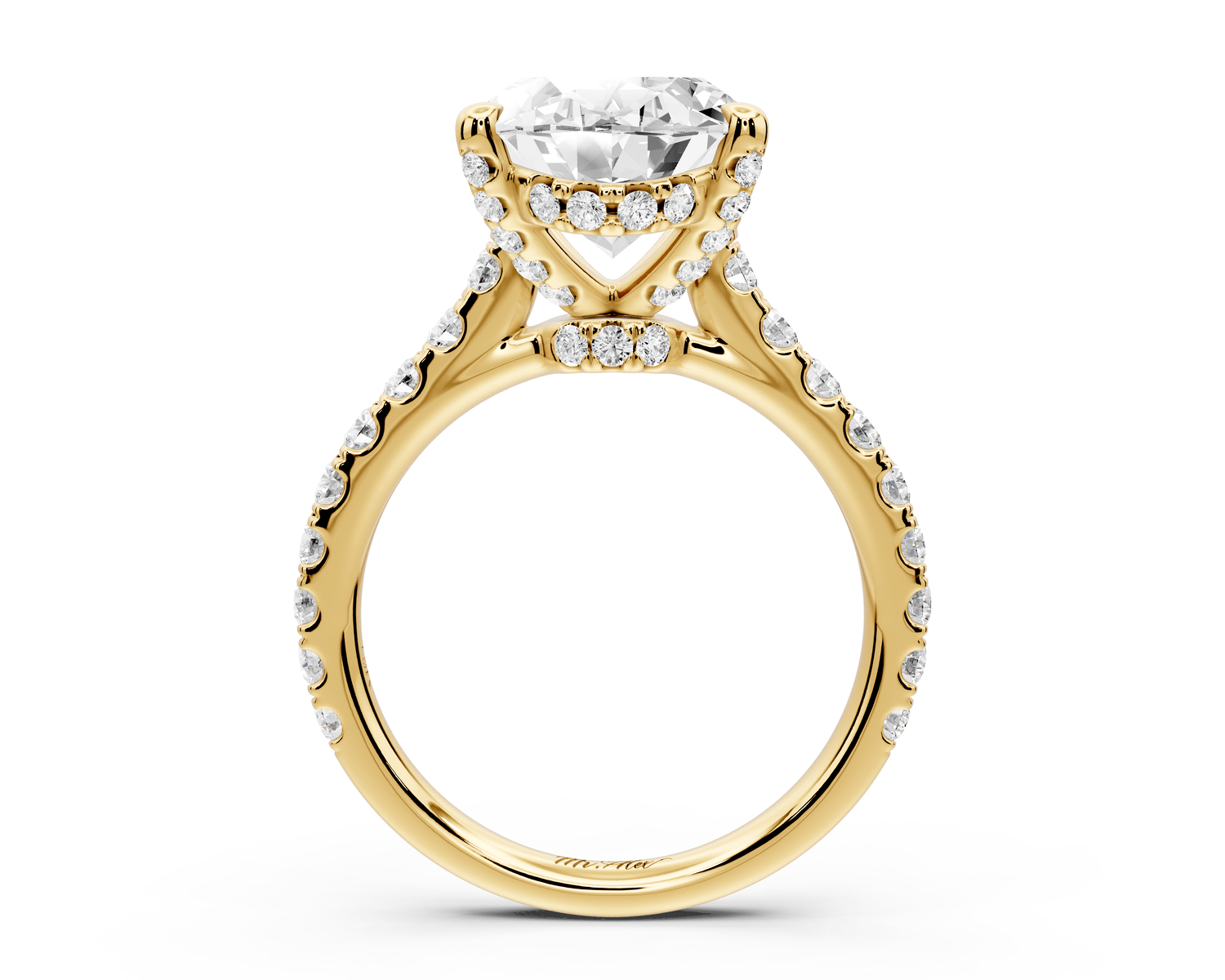 Odette - 5ct 18k yellow gold oval Diamond Engagement Ring with Pavé Band & Hidden Halo - Mr. Alex Jewelry