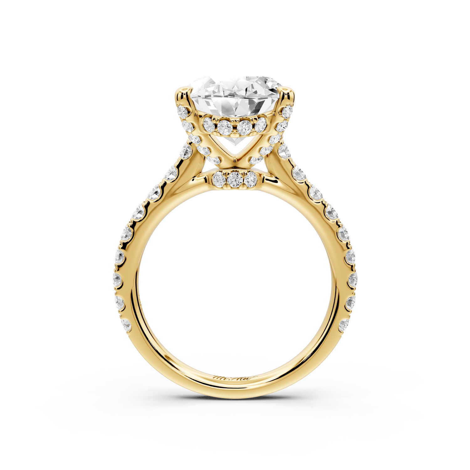 Odette - 5ct 18k yellow gold oval Diamond Engagement Ring with Pavé Band & Hidden Halo - Mr. Alex Jewelry