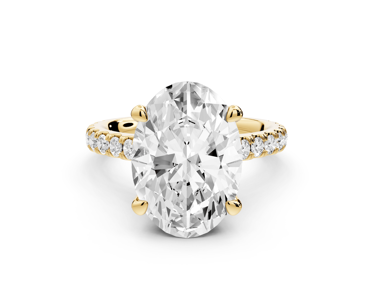 Odette - 5ct 18k yellow gold oval Diamond Engagement Ring with Pavé Band & Hidden Halo - Mr. Alex Jewelry