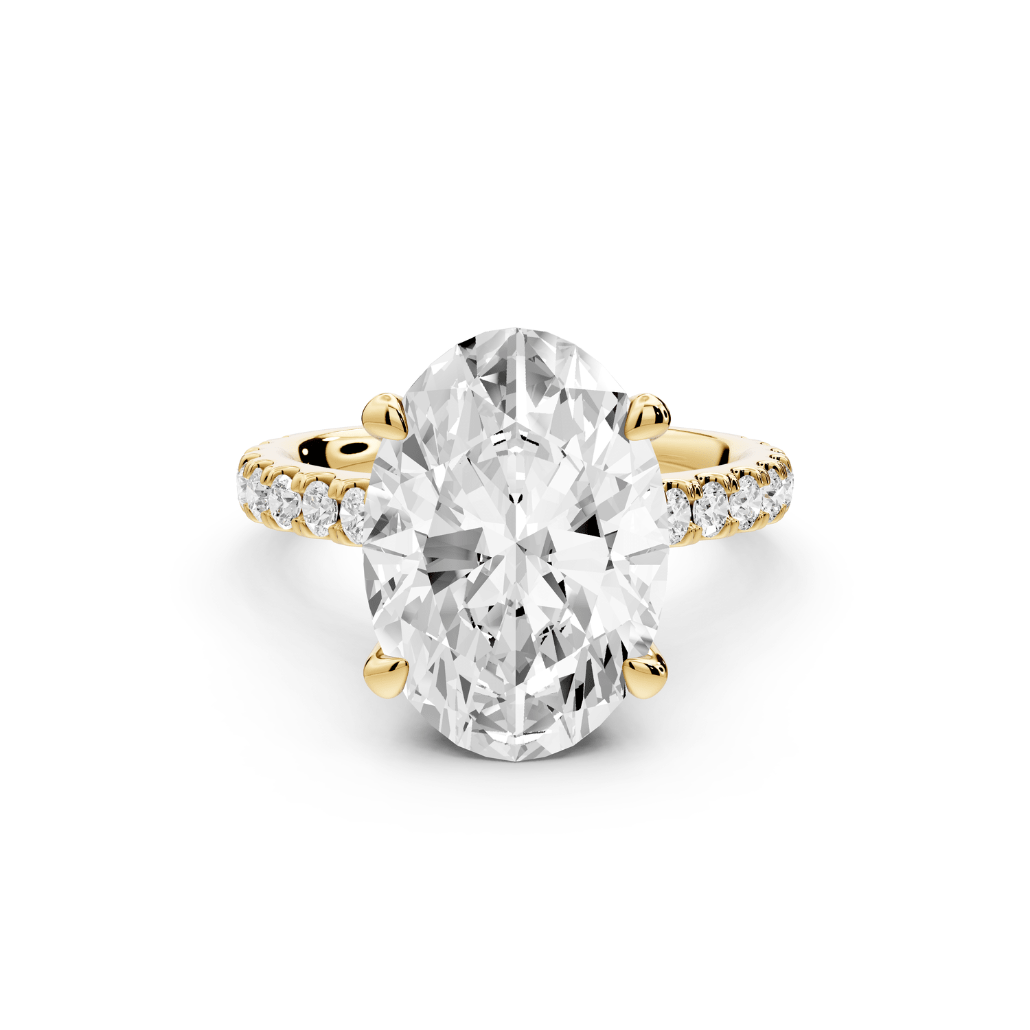 Odette - 5ct 18k yellow gold oval Diamond Engagement Ring with Pavé Band & Hidden Halo - Mr. Alex Jewelry