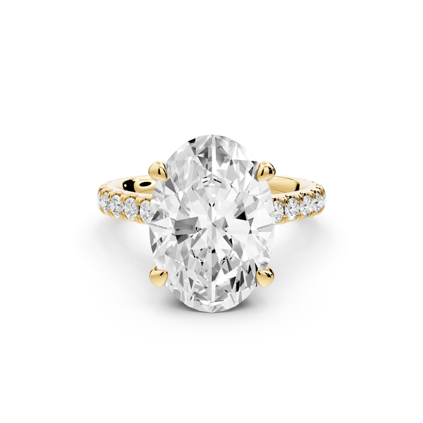 Odette - 5ct 18k yellow gold oval Diamond Engagement Ring with Pavé Band & Hidden Halo - Mr. Alex Jewelry