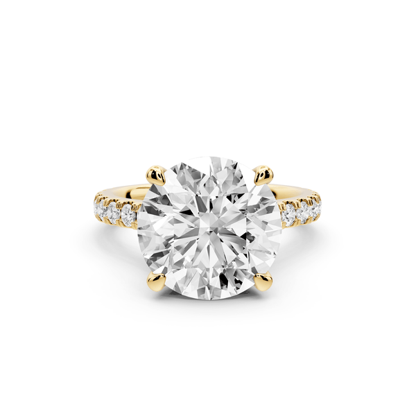 Odette - 5ct 18k yellow gold round Diamond Engagement Ring with Pavé Band & Hidden Halo - Mr. Alex Jewelry