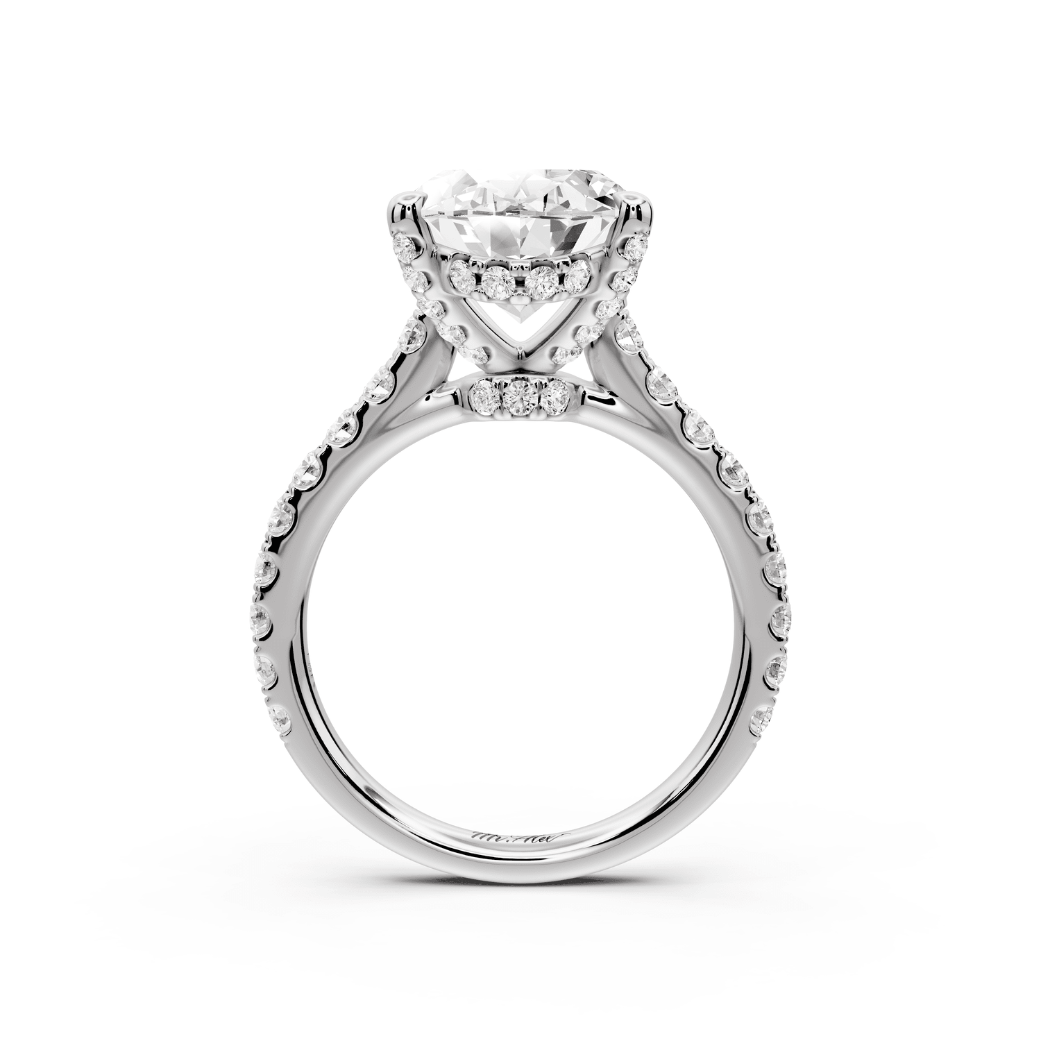 Odette - 5ct platinum oval Diamond Engagement Ring with Pavé Band & Hidden Halo - Mr. Alex Jewelry