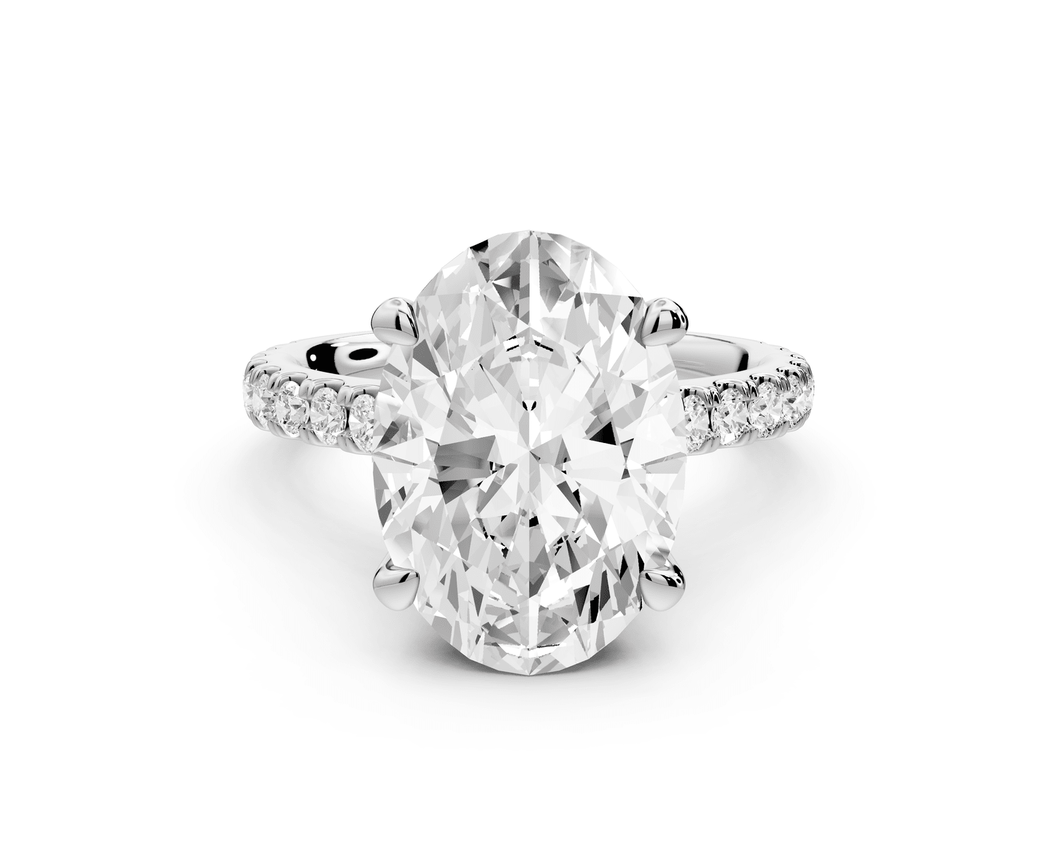 Odette - 5ct platinum oval Diamond Engagement Ring with Pavé Band & Hidden Halo - Mr. Alex Jewelry