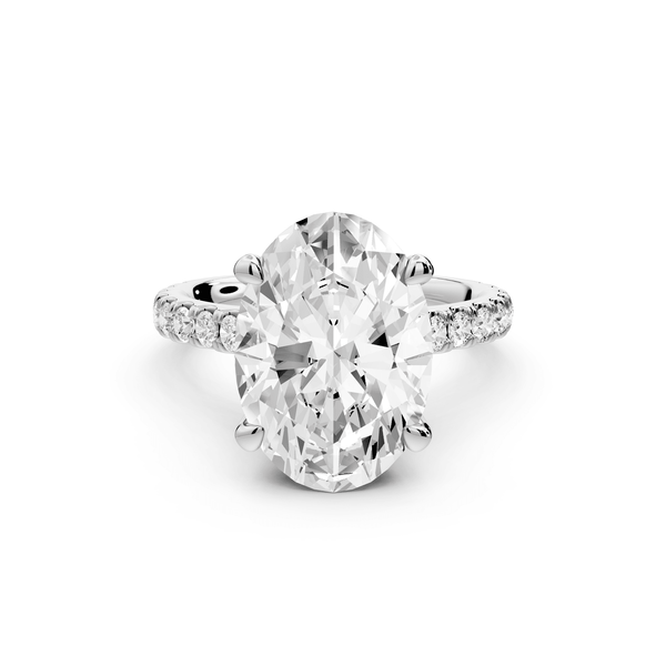 Odette - 5ct platinum oval Diamond Engagement Ring with Pavé Band & Hidden Halo - Mr. Alex Jewelry