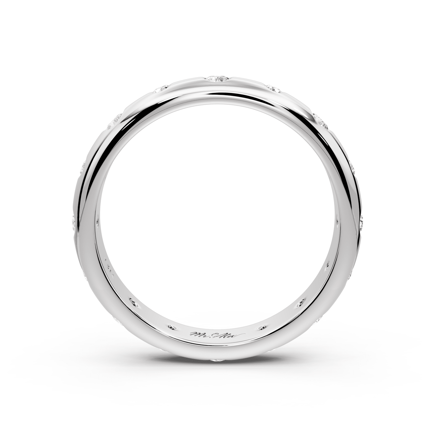 Oriana - 0.34ct 14k white gold Flush-Set Diamond Wedding Band Ring - Mr. Alex Jewelry