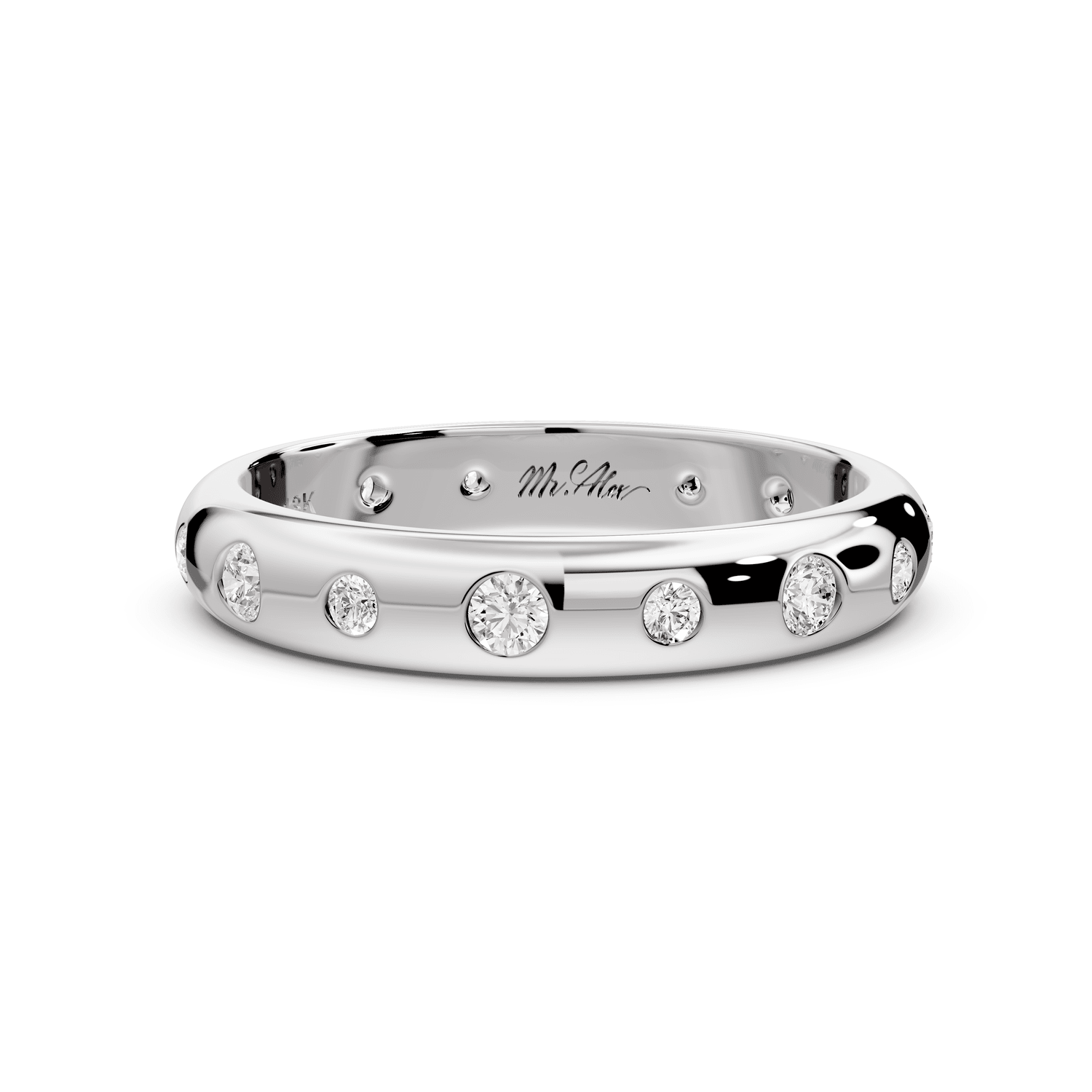 Oriana - 0.34ct 18k white gold Flush-Set Diamond Wedding Band Ring - Mr. Alex Jewelry