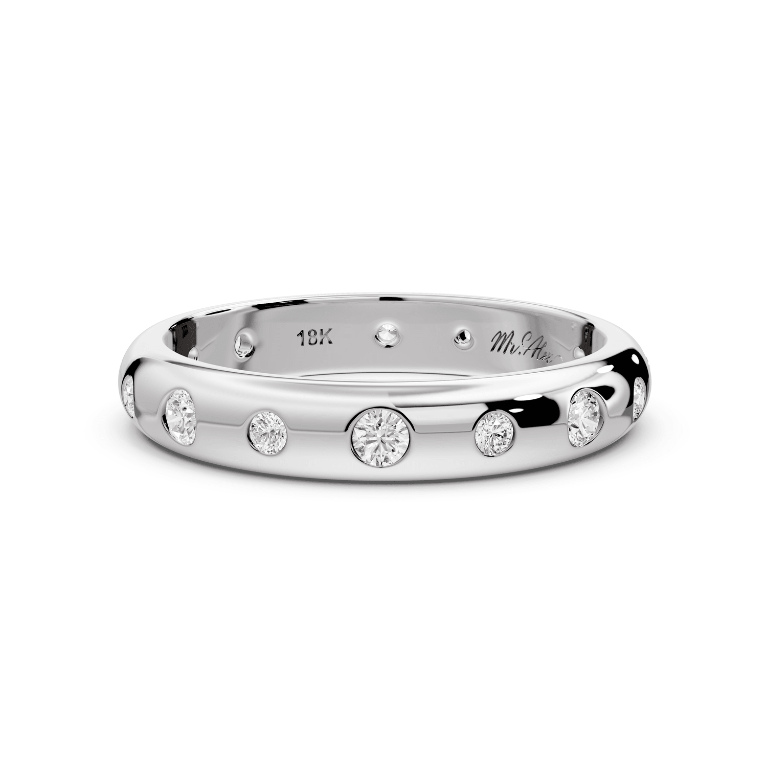 Oriana - 0.34ct 18k white gold Flush-Set Diamond Wedding Band Ring - Mr. Alex Jewelry