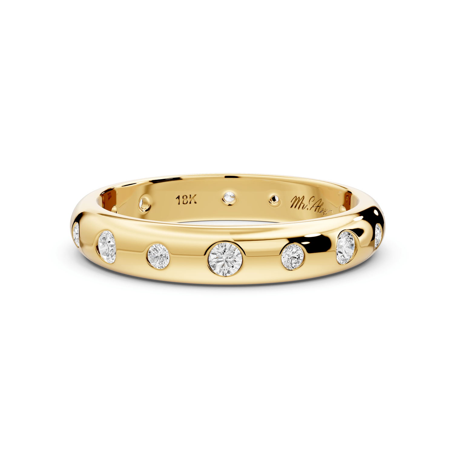 Oriana - 0.34ct 18k yellow gold Flush-Set Diamond Wedding Band Ring - Mr. Alex Jewelry