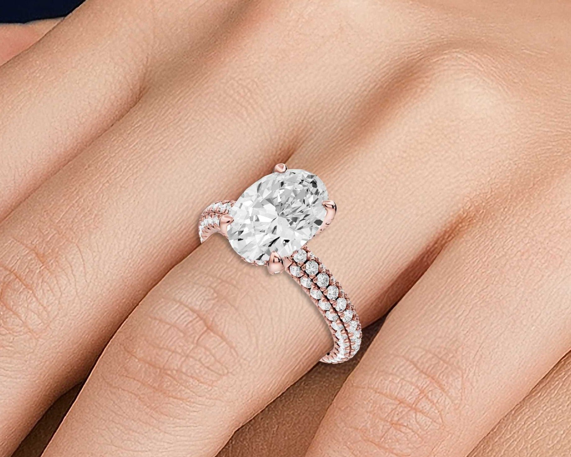 Oval Cut Diamond Engagement Ring with Pavé Band (AJ126O) - Mr. Alex Jewelry