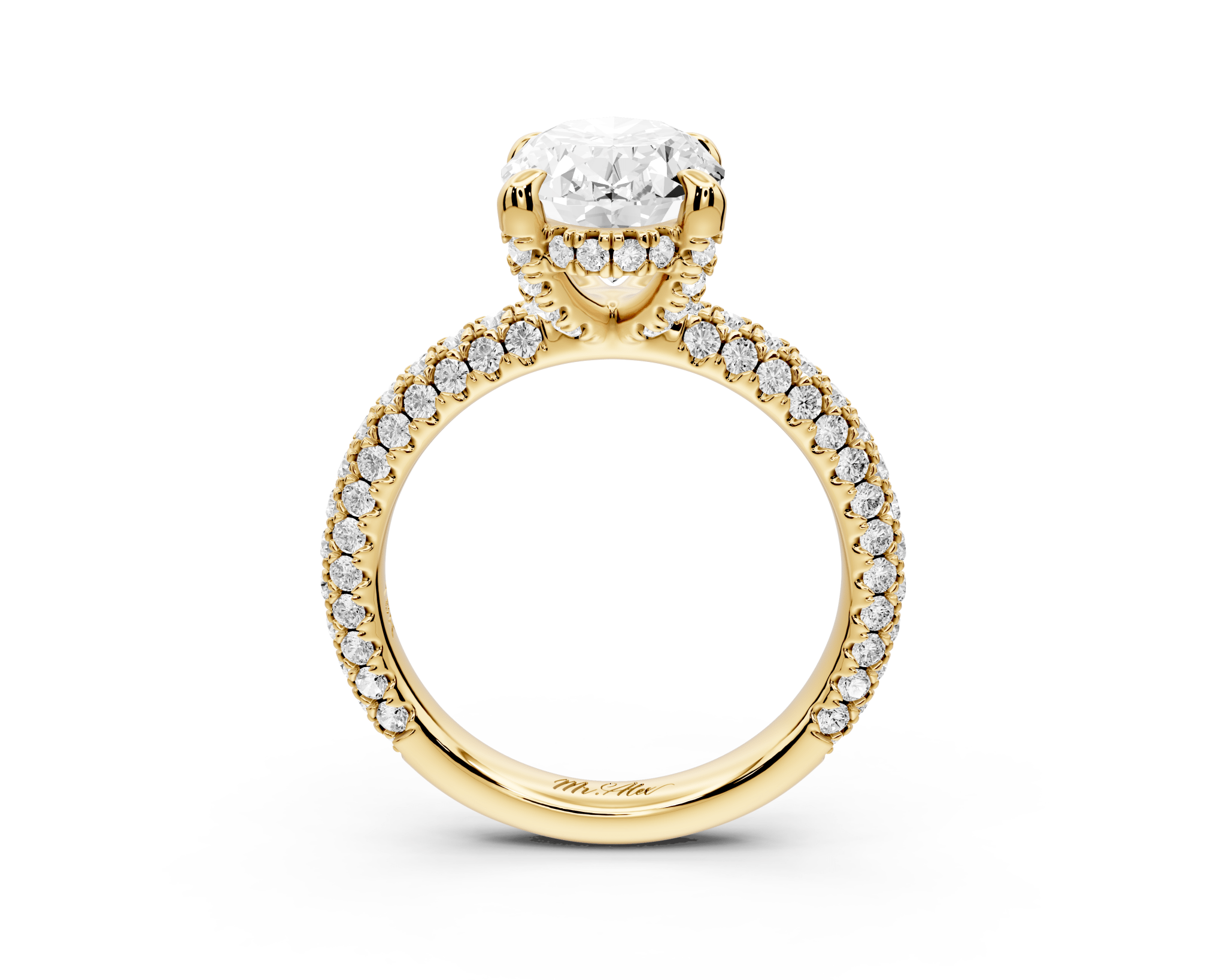 Oval Cut Diamond Engagement Ring with Pavé Band (AJ126O) - Mr. Alex Jewelry