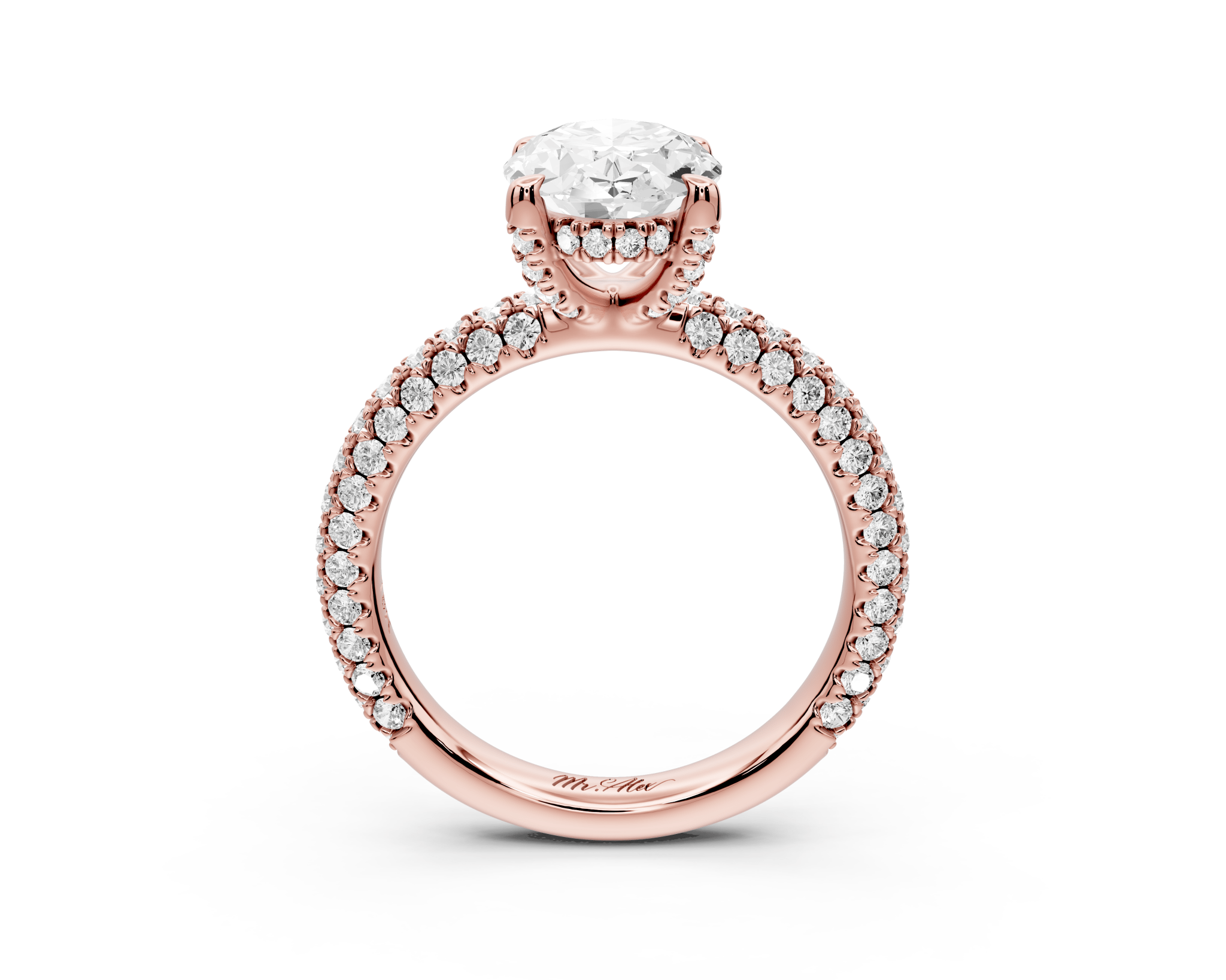Oval Cut Diamond Engagement Ring with Pavé Band (AJ126O) - Mr. Alex Jewelry
