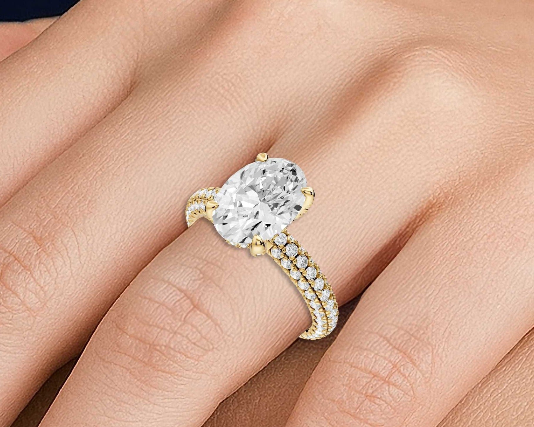 Oval Cut Diamond Engagement Ring with Pavé Band (AJ126O) - Mr. Alex Jewelry