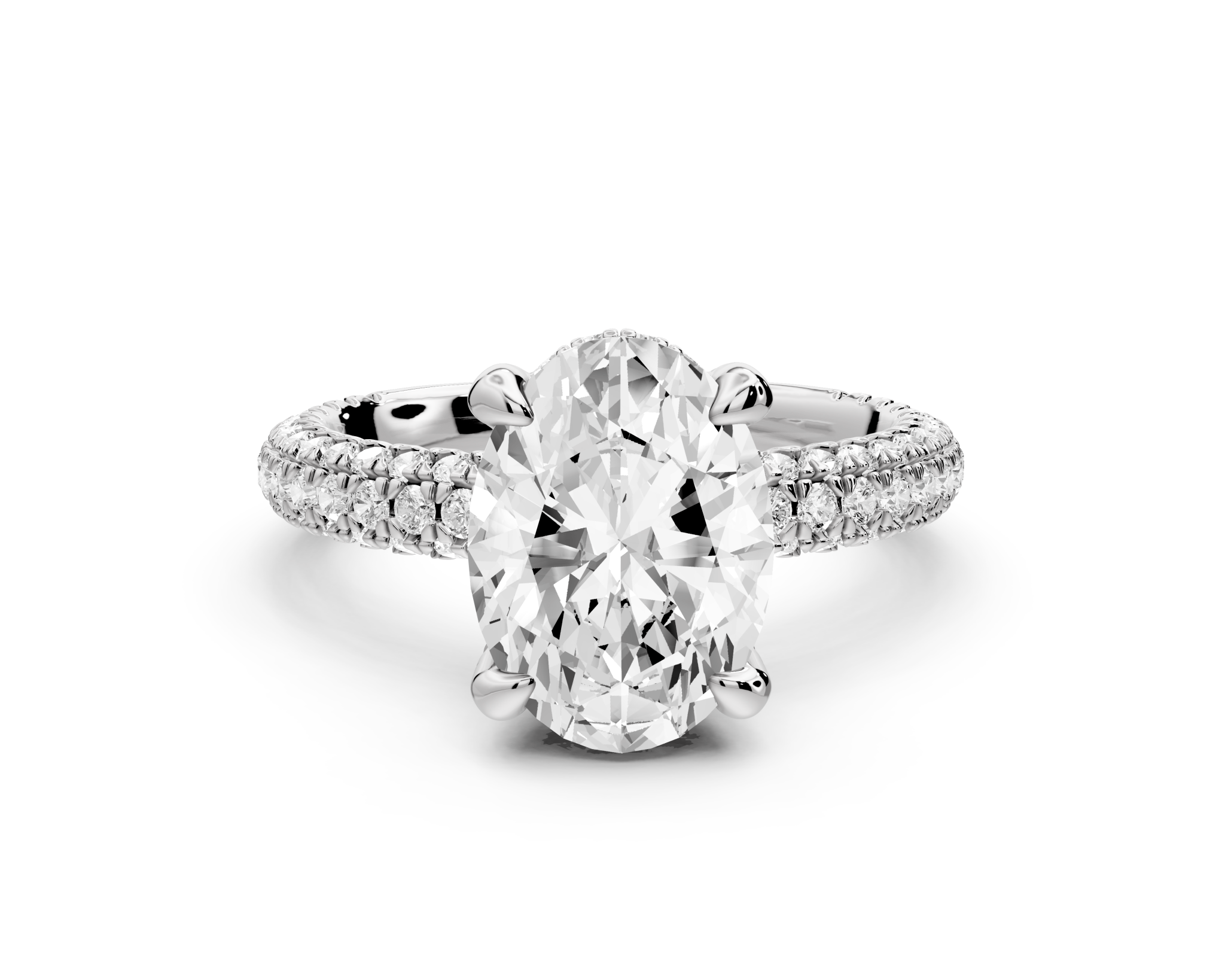 Oval Cut Diamond Engagement Ring with Pavé Band (AJ126O) - Mr. Alex Jewelry