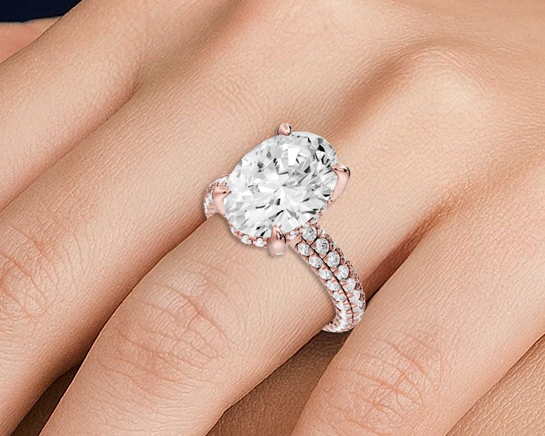 Oval Cut Diamond Engagement Ring with Pavé Band (AJ126O) - Mr. Alex Jewelry